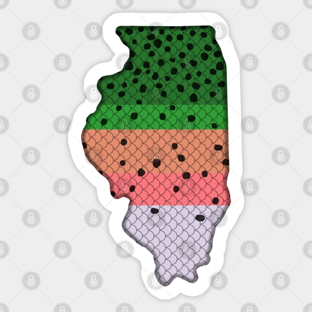 Trout Fishing Rainbow Trout Pattern Illinois State Map State Map Sticker by TeeCreations